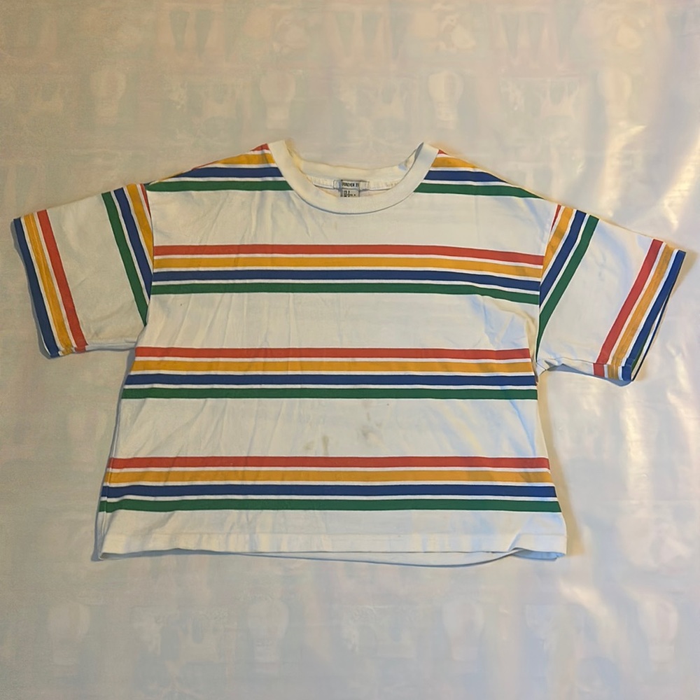 Forever 21 Retro Rainbow Cropped Oversized Shirt